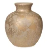 Weihnachts-Deko Vase Bauchig aus Keramik 26 cm Gold