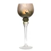 Weihnachts-Deko Windlicht Glas auf Fuß 35 cm Grün-Silber* Windlichter