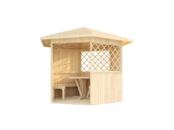 Weka Holz-Pavillon Mainau Natur unbehandelt 223 cm x 257 cm* Sitzbänke