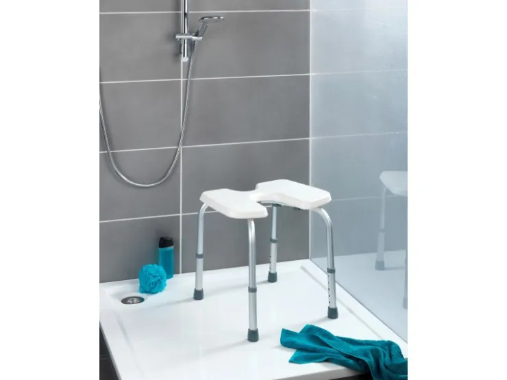 Wenko Duschhocker mit Hygieneausschnitten Secura Weiß höhenverstellbar* Hocker