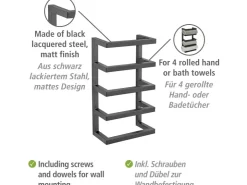 Wenko Handtuchregal Fondiro Schwarz Matt aus Lackiertem Stahl* Regale Schwarz