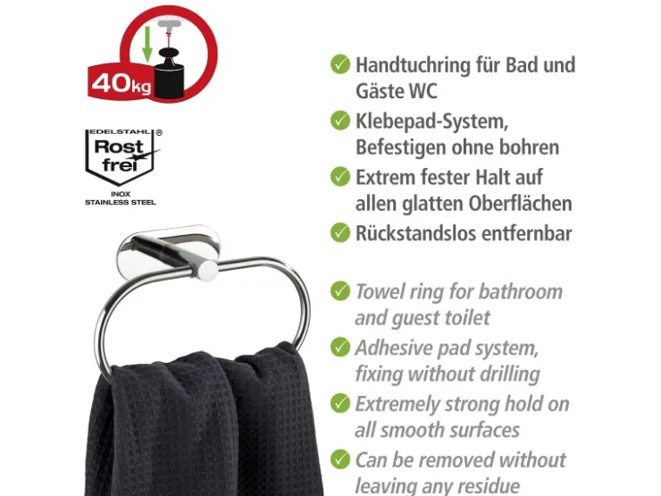 Wenko Handtuchring Turbo-Loc Edelstahl Orea Shine* Klebefolien