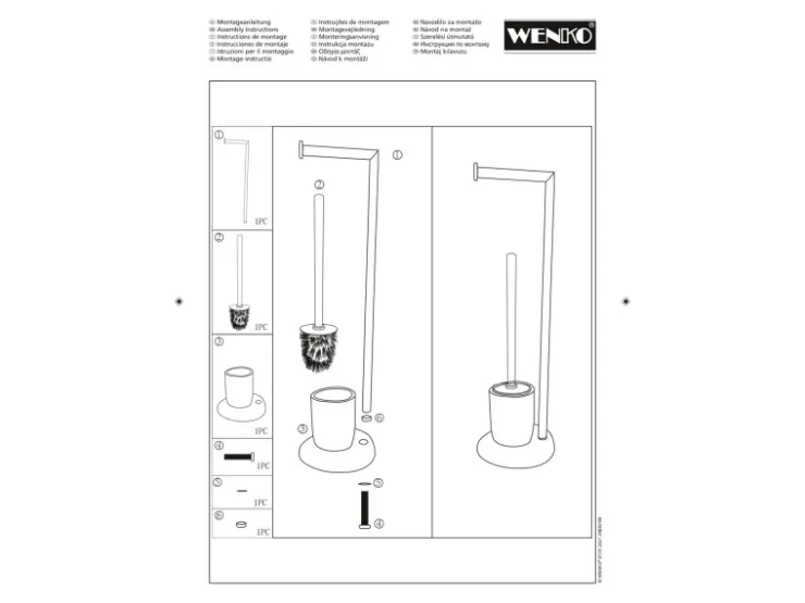 Wenko Stand WC-Garnitur Terrazzo inkl. Rollenhalter und WC-Bürste* Mosaik