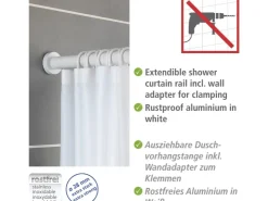 Wenko Teleskop-Duschvorhangstange Luz ausziehbar rostfrei 70 cm - 115 cm* Gardinenstangen