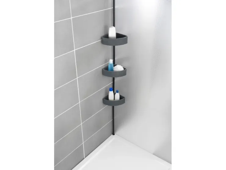 Wenko Teleskop-Eckregal Villata mit 3 Körben 28 x 20,5 x 275 cm Schwarz-Grau* Eckregale