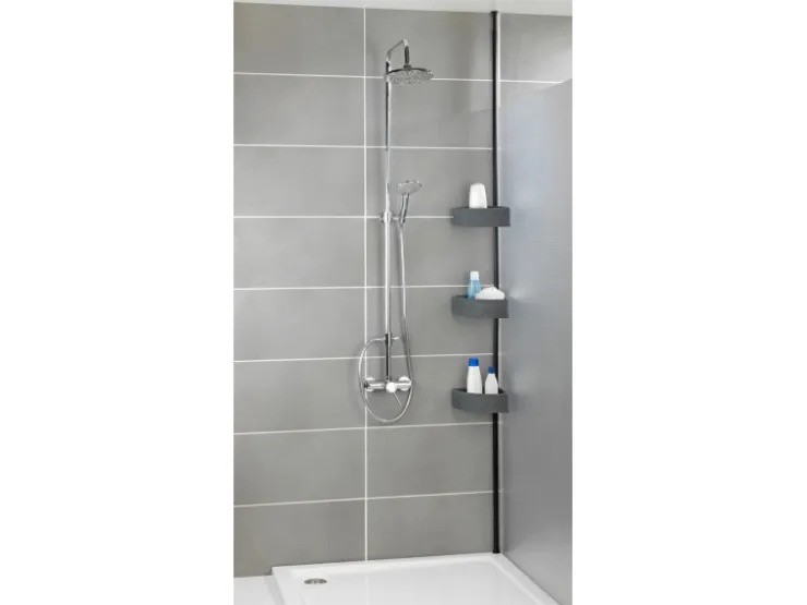 Wenko Teleskop-Eckregal Villata mit 3 Körben 28 x 20,5 x 275 cm Schwarz-Grau* Eckregale