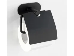 Wenko Turbo-Loc Edelstahl Toilettenpapierhalter Orea Black Matt 14 x 12.5 x 7 cm* Klebefolien