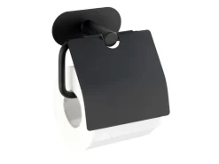 Wenko Turbo-Loc Edelstahl Toilettenpapierhalter Orea Black Matt 14 x 12.5 x 7 cm* Klebefolien