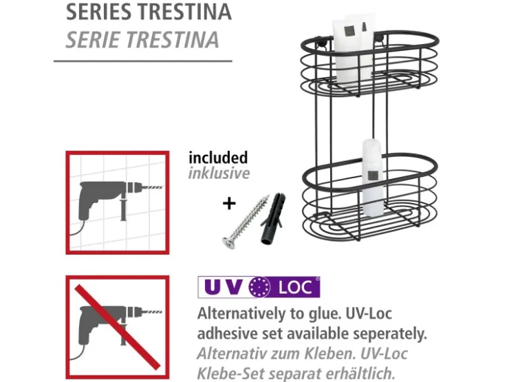 Wenko Wandregal Trestina Edelstahl 2 Etagen Schwarz* Wandregale|Regale Schwarz