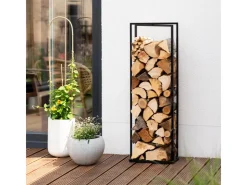 Westmann Stahl Kaminholzregal Xavier Schwarz 40x20x120 cm* Regale Schwarz|Holzregale