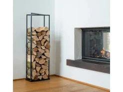 Westmann Stahl Kaminholzregal Xavier Schwarz 40x20x120 cm* Regale Schwarz|Holzregale