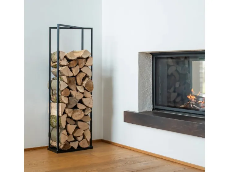 Westmann Stahl Kaminholzregal Xavier Schwarz 40x20x120 cm* Regale Schwarz|Holzregale
