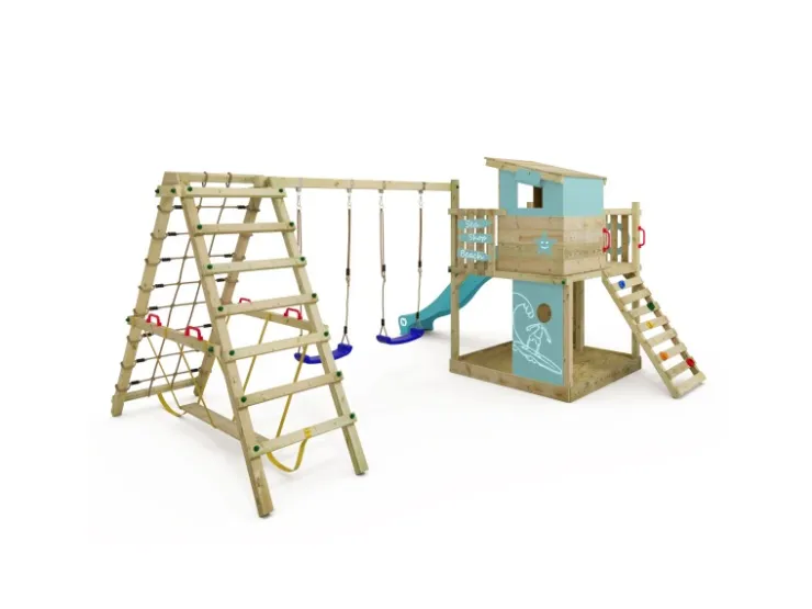 Wickey Spielturm Smart Surf Klettergerüst mit Rutsche Pastellblau