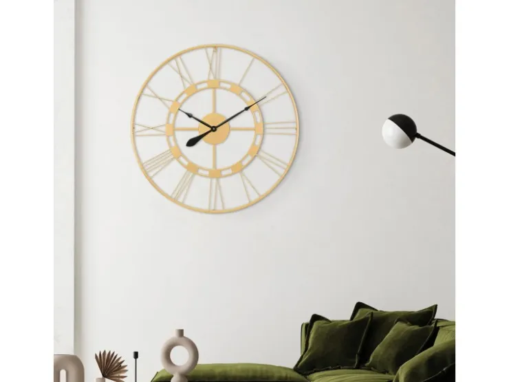 WOMO-DESIGN Große Wanduhr Stockholm 85 cm Rund Handgefertigt Eisen Vintage-Stil
