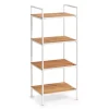 Zeller Standregal mit 4 Ablagen Bambus/Metall 95 cm x 33 cm x 39 cm Weiß