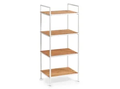 Zeller Standregal mit 4 Ablagen Bambus/Metall 95 cm x 33 cm x 39 cm Weiß