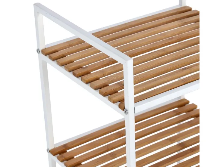 Zeller Standregal mit 4 Ablagen Bambus/Metall 95 cm x 33 cm x 39 cm Weiß