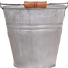 Zink-Eimer mit Henkel und Holzgriff 3,2 Liter Silber